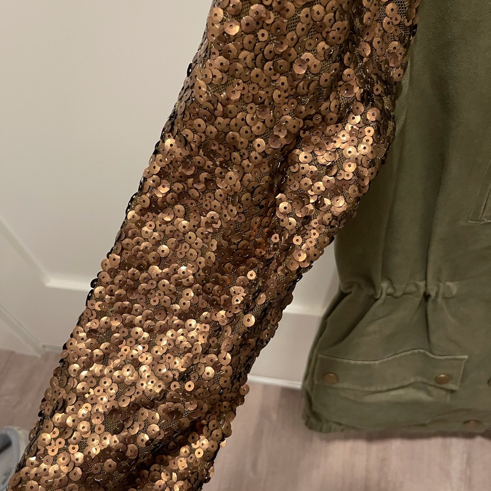Hive & Honey Army Jacket With Sequin Sleeves - image 3